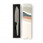 Couteau japonais de haute qualité en acier couleur argenté vue avec boîte