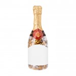 Bouteille de champagne remplie d'un assortiment de bonbons couleur transparent deuxième vue