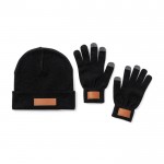 Ensemble de gants tactiles et bonnet couleur noir première vue