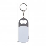 Porte-clés en métal décapsuleur avec LED et mètre ruban 1M couleur blanc première vue
