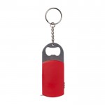 Porte-clés en métal décapsuleur avec LED et mètre ruban 1M couleur rouge troisième vue