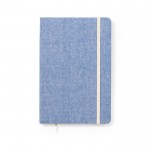 Cahier en coton recyclé avec élastique couleur bleu première vue
