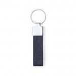 Porte-clés en RPET et accessoire chromé couleur bleu marine première vue