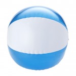 Ballon de plage personnalisé bicolore couleur bleu deuxième vue de face