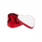 Boîte cœur avec 3 chocolats et couvercle personnalisable couleur rouge deuxième vue