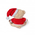 Ours en peluche avec bonnet de père Noël et chemise couleur marron  troisième vue