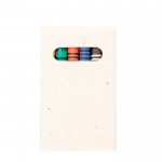 6 crayons de cire dans une boîte avec graines de pétunia couleur naturel première vue