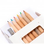 6 crayons de couleur dans boîte à graines avec taille-crayon couleur naturel sixième vue