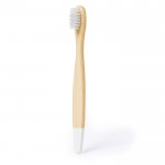 Brosse à dents pour enfants en bambou avec détails colorés couleur blanc première vue