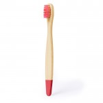 Brosse à dents pour enfants en bambou avec détails colorés couleur rouge première vue