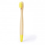 Brosse à dents pour enfants en bambou avec détails colorés couleur jaune première vue