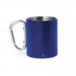 Mug en inox à double paroi avec anse mousqueton 300ml couleur bleu première vue