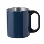Mug double paroi en inox avec anse en plastique 300ml couleur bleu marine première vue