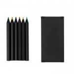 Set de 6 crayons en bois noir dans un étui en carton recyclé  troisième vue