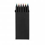 Set de 6 crayons en bois noir dans un étui en carton recyclé couleur noir première vue