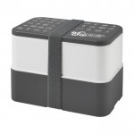 Lunch box avec deux compartiments couleur gris vue impression sérigraphique