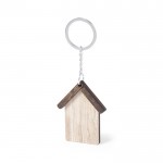 Porte-clés avec forme de maison en bois couleur naturel deuxième vue