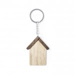 Porte-clés avec forme de maison en bois couleur naturel première vue détaillée