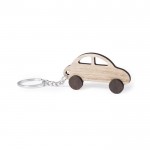 Porte-clés en bois en forme de voiture couleur naturel première vue détaillée