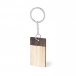 Porte-clés rectangle en bois couleur naturel deuxième vue