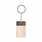 Porte-clés rectangle en bois couleur naturel première vue détaillée