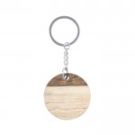 Porte-clés rond en bois couleur naturel première vue détaillée