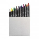 Douze crayons de couleur et boîte en carton couleur multicolore première vue