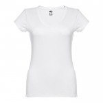 T-shirt floqué avec col V pour femme 150 g/m2 couleur blanc première vue