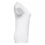 T-shirt floqué avec col V pour femme 150 g/m2 couleur blanc troisième vue