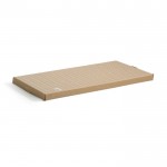 Planche à découper ou à servir en teck couleur bois vue avec boîte