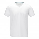 T-shirt blanc bio avec un col en V 200 g/m2 couleur blanc