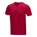 T-shirt blanc bio avec un col en V 200 g/m2 couleur rouge