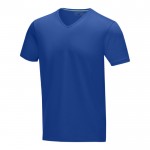 T-shirt blanc bio avec un col en V 200 g/m2 couleur bleu roi