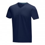 T-shirt blanc bio avec un col en V 200 g/m2 couleur bleu foncé