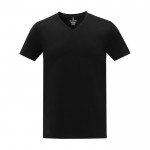 T-shirt col en V homme en coton 160 g/m2 Elevate Life couleur noir deuxième vue frontale