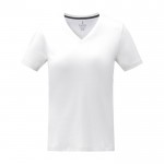 T-shirt col en V femme en coton 160 g/m2 Elevate Life couleur blanc deuxième vue frontale