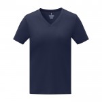 T-shirt col en V femme en coton 160 g/m2 Elevate Life couleur bleu marine deuxième vue frontale
