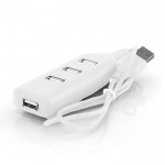 Hub USB avec logo au design minimaliste couleur blanc troisième vue