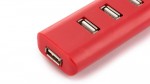 Hub USB avec logo au design minimaliste couleur rouge troisième vue