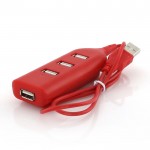 Hub USB avec logo au design minimaliste couleur rouge cinquième vue