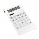 Calculatrice 8 chiffres en plastique, touches antidérapantes couleur blanc première vue