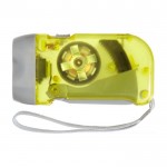 Lampe de poche dynamo en plastique, 2 LED, piles incluses couleur jaune première vue