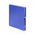 Cahier à spirale écologique avec stylo couleur bleu
