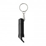 Porte-clés en aluminium, lampe de poche 3 LED et décapsuleur couleur noir première vue
