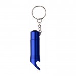Porte-clés en aluminium, lampe de poche 3 LED et décapsuleur couleur bleu deuxième vue