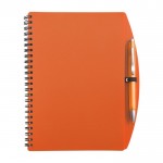 Carnet à couverture rigide et stylo assorti A5 pages lignées couleur orange première vue