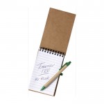 Bloc-notes avec stylo en carton couleur vert deuxième vue