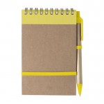 Bloc-notes avec stylo en carton couleur jaune première vue