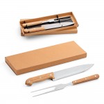 Set pour barbecue avec couteau et fourchette couleur ivoire avec étui