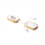 Écouteurs Bluetooth sans fil en bambou couleur blanc vue principale